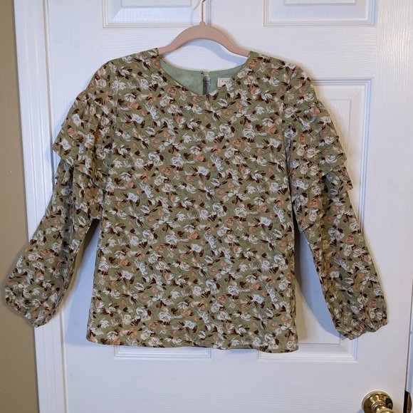 Hayden Girls Sage V-Neck Floral Ruffle Long Sleeve Top Blouse - size XL NWT - Picture 3 of 10
